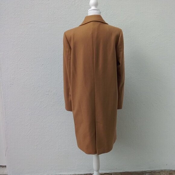 Zara Coat Women's Med Camel Tan Preppy New York Chic Style Classic Chicago Fall - Picture 3 of 9